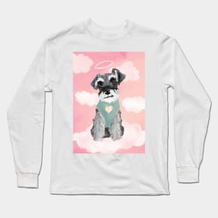 Salt and Pepper Miniature Schnauzer Angel Dog with Halo Long Sleeve T-Shirt